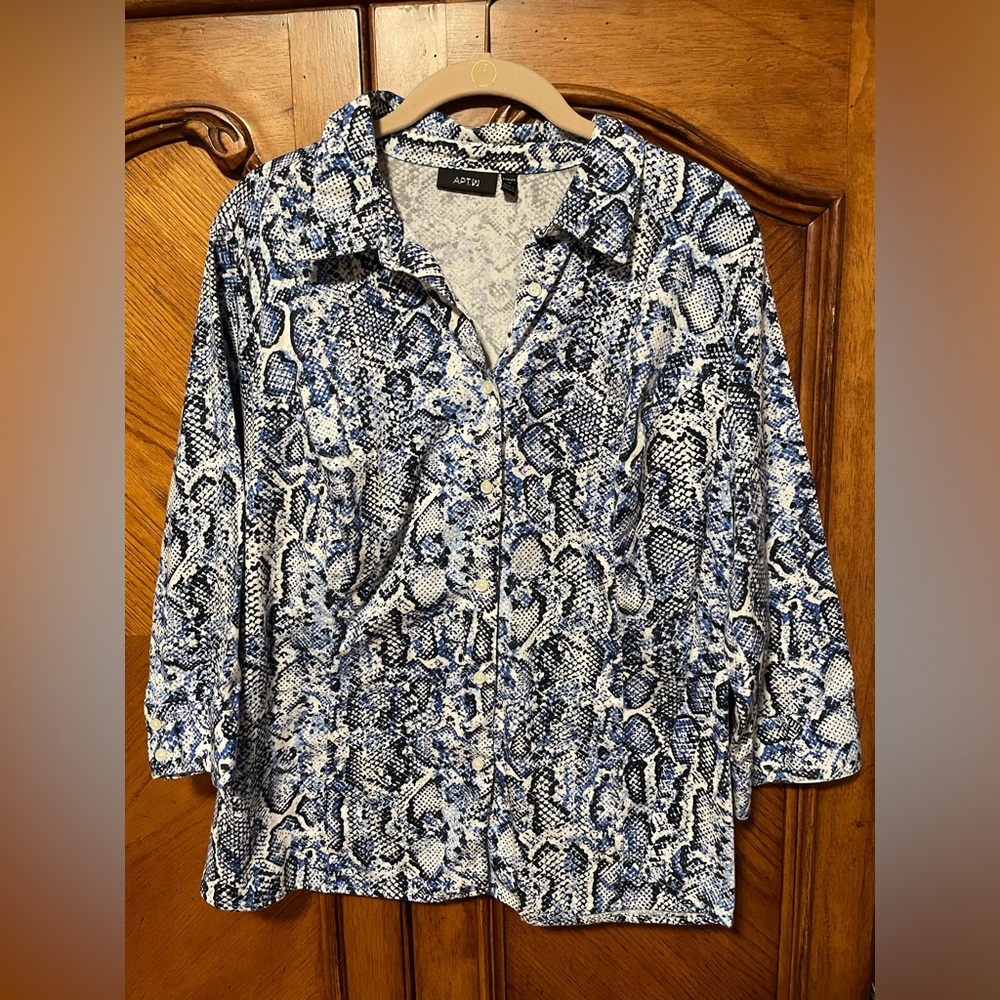 Apt 9 Animal Print Button Blouse